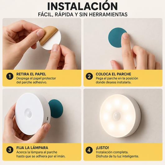 LumaNest - Lámpara LED Inalámbrica con Sensor de Movimiento